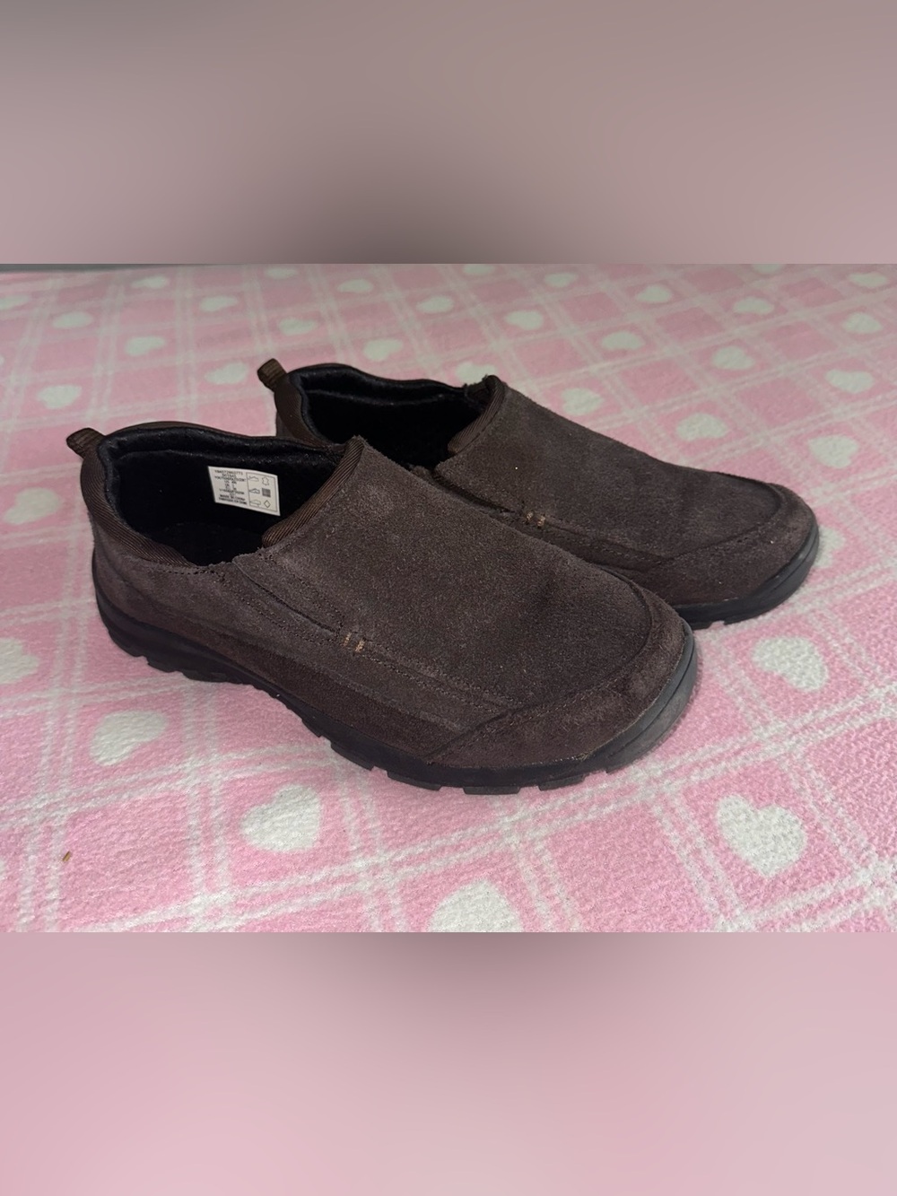Lands' End Kids' Brown Slip-On Suede Sneakers size 4w